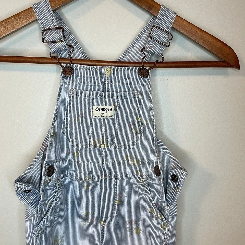 Oshkosh B'gosh‎ 2T Denim Jean Girls Floral Flower Bib Overalls